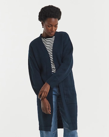 Navy Fisherman Rib Cardigan
