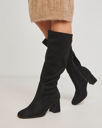 Chana Heeled Stretch Boots Wide E Fit Curvy Plus to Extra Curvy Plus Calf