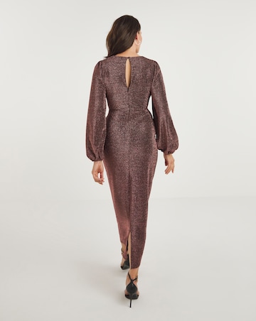 Joanna Hope Copper Glitter Twist Front Jersey Maxi Dress