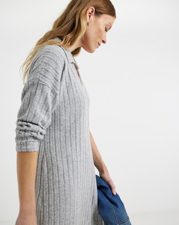 Collared Long Sleeve Rib Dress