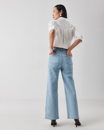 Mid Blue Embellished Wide Leg Jeans