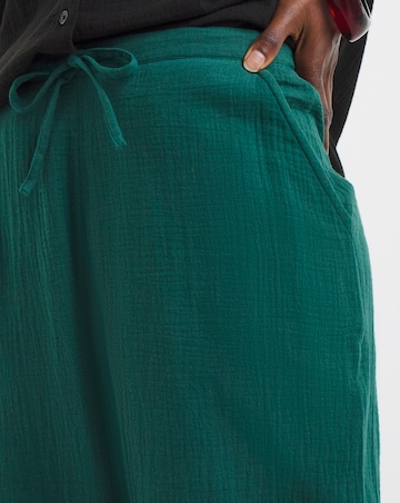 Pure Cotton Textured Cropped Wide Leg Culottes