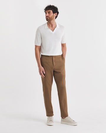 Folio Off White Open Neck Knitted Polo