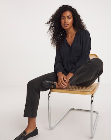 Placket Front Pocket Blouse