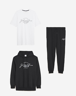 Jack  &amp; Jones Ferris Tracksuit and T-Shirt Triple Set - Black