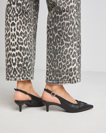 Tilda Ruched Front Kitten Heel Slingback Shoes - Wide Fit (E)