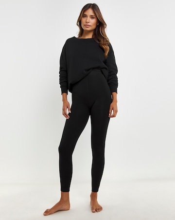 Pretty Secrets (1 Pair) Thermal Velour Fleece Lined Footless Tights Black