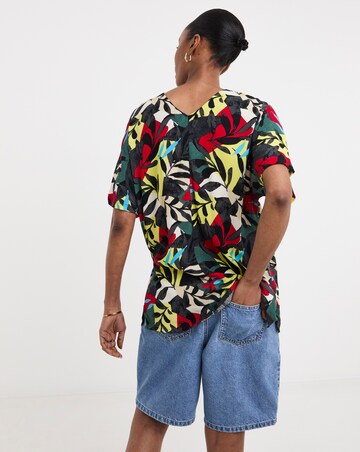 Printed Textured Crinkle Tunic Top