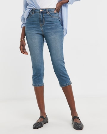 Mid Blue Denim Capri Jeans