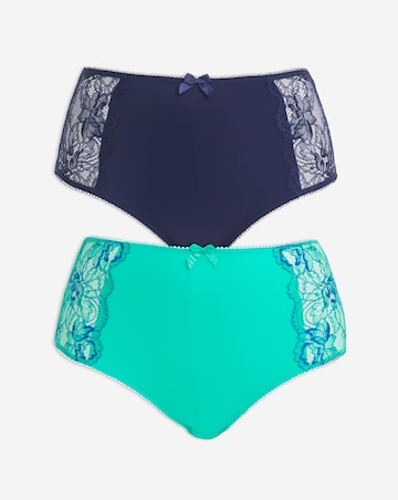 Pretty Secrets (2 Pack) Ella Lace Brief Knickers Aqua/Blue