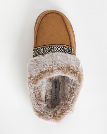 Cushion Walk Faux Fur Cosy Stitch Slippers EEE Fit