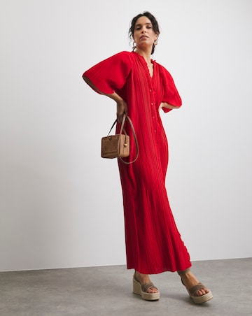 Pleated Occasion Button Through Dress