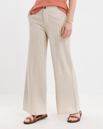 Stripe Linen Mix Wide Leg Trousers