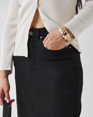 Black High Waist Super Soft Denim Maxi Skirt