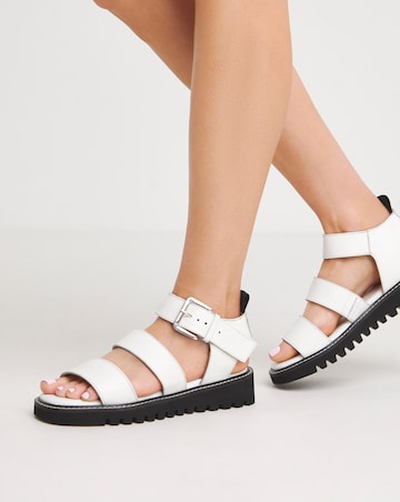 Lyla Leather Chunky Buckle Sandals - Wide Fit (E)