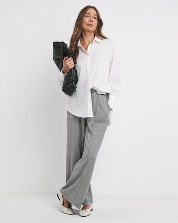 Houndstooth Stretch Ponte Pull On Wide Leg Trouser