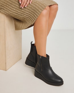 Rene Zip Detail Wedge Ankle Boots - Extra Wide Fit (EEE)