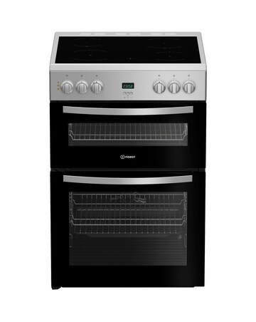 Indesit IDE6VDCS1 60cm Electric Double Cooker Ceramic Hob - Silver + Install