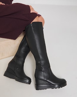 Leyner Stretch Wedge Boots - Extra Wide Fit (EEE) &amp; Super Curvy Calf