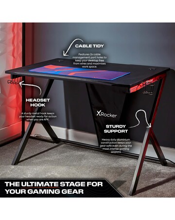X Rocker Ocelot Gaming Desk & Saturn Junior Gaming Chair Bundle - Blue
