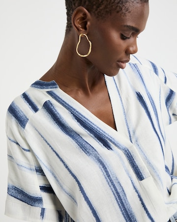 Printed Linen Mix Tunic Top