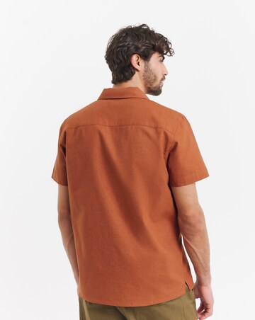 Short Sleeve Revere Collar Linen Shirt
