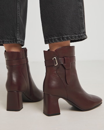 Kathy Heeled Leather Boot With Wrap Around Detail - Extra Wide Fit (EEE)