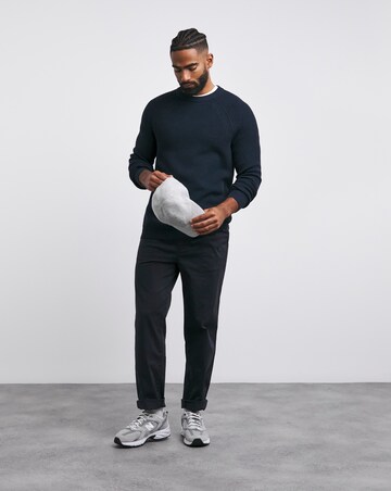 Navy Fisherman Raglan Crew Neck Jumper