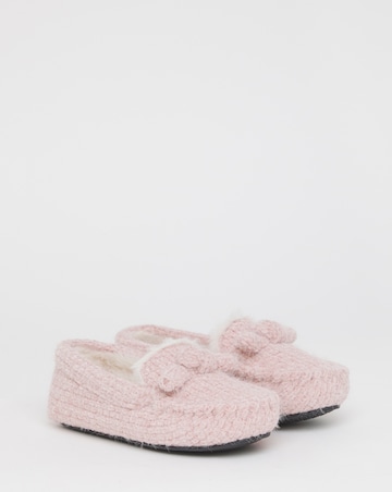 Judy Knitted Moccasin Slippers - Extra Wide Fit (EEE)