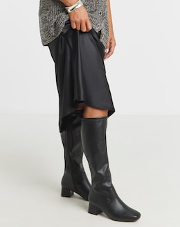 Claudia Block Heel Knee High Boots - Wide Fit (E) &amp; Super Curvy/Curvy Plus Calf