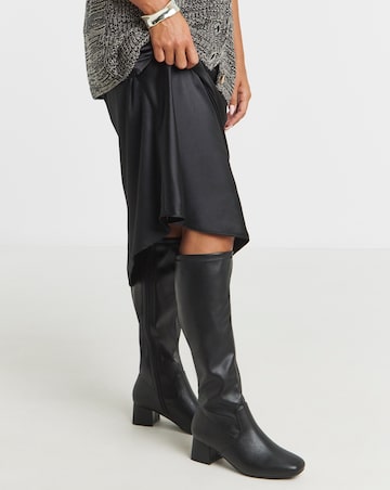 Claudia Block Heel Knee High Boots - Wide Fit (E) & Super Curvy/Curvy Plus Calf