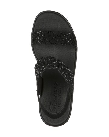 Skechers Black Rumble On Sassy Dayz Wedge Sandals- Wide Fit (E)