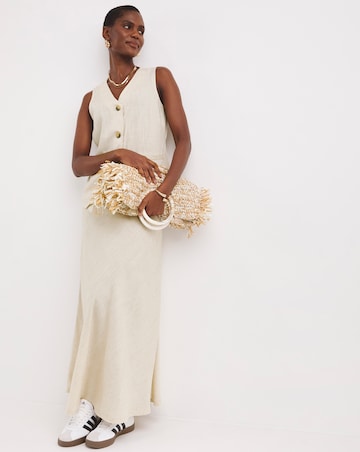 Sand Linen Mix Bias Cut Maxi Skirt