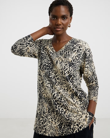 V-Neck Split Hem Slouch T-Shirt