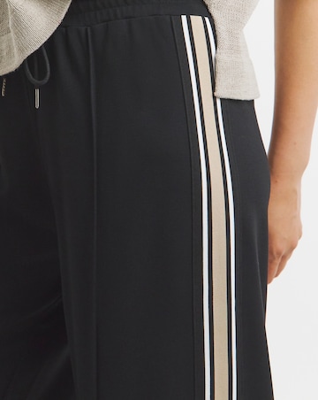 Black Stretch Ponte Side Stripe Wide Leg Trouser