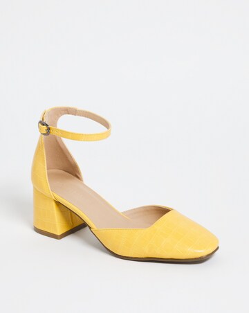 Two Part Block Heel Shoe - Wide Fit (E)