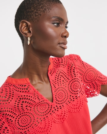 Crinkle Crochet Trim Top