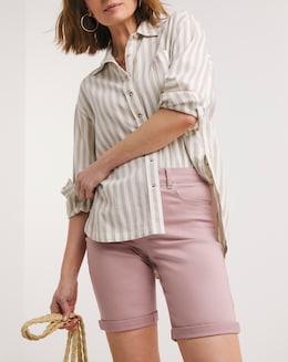 24/7 Blush Knee Denim Shorts