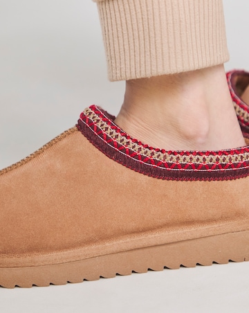 Reese Suede Embroidery Mule Slipper Extra Wide EEE Fit