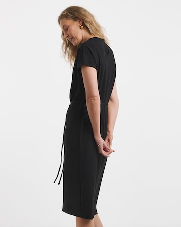 Scuba Crepe Ruched Detail Midi Dress
