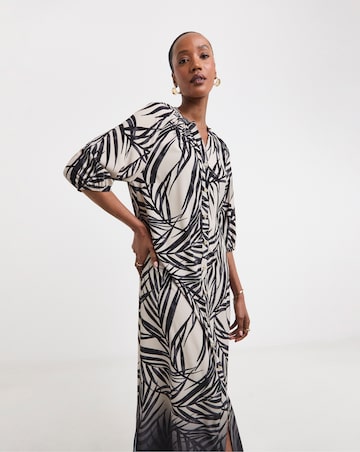 Printed Textured Fabric Kaftan Dress