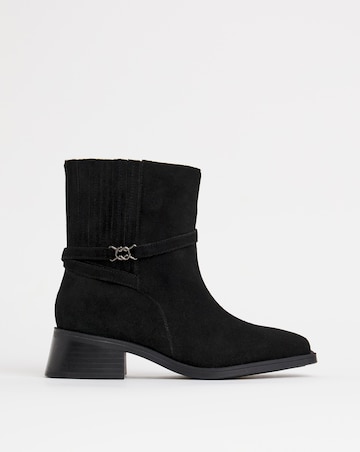 Heavenly Soles Phoenix Suede Square Toe Boots Concealed Gusset - Wide Fit (E)