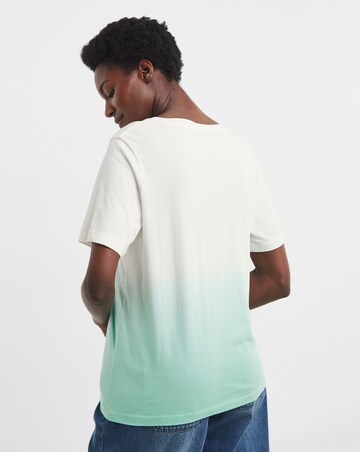 Pure Cotton V-Neck Short Sleeve Ombre T-Shirt
