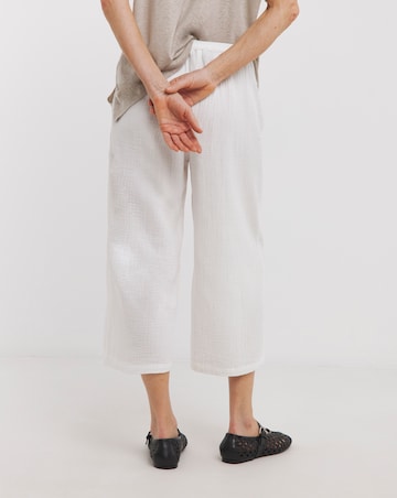 Pure Cotton Textured Cropped Wide Leg Culottes