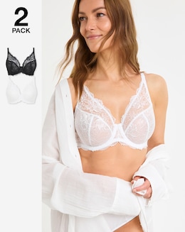 Pretty Secrets (2 Pack) New Ella Full Cup Wired Bras (C-J) Black/White