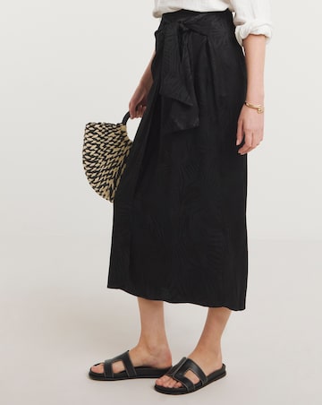 Printed Satin Jacquard Wrap Skirt
