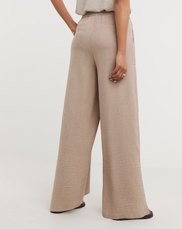 Stone Textured Pull On Wide Leg Trouser