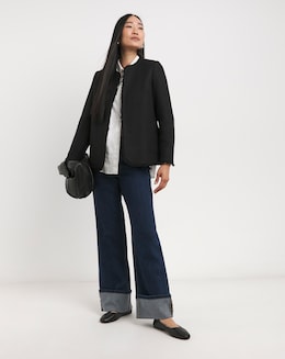 Collarless Boucle Blazer