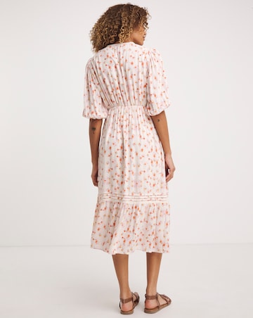 Crinkle Tea Dress With Crochet Trim