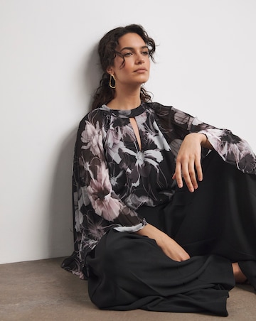 Joanna Hope Keyhole Pleated Blouse